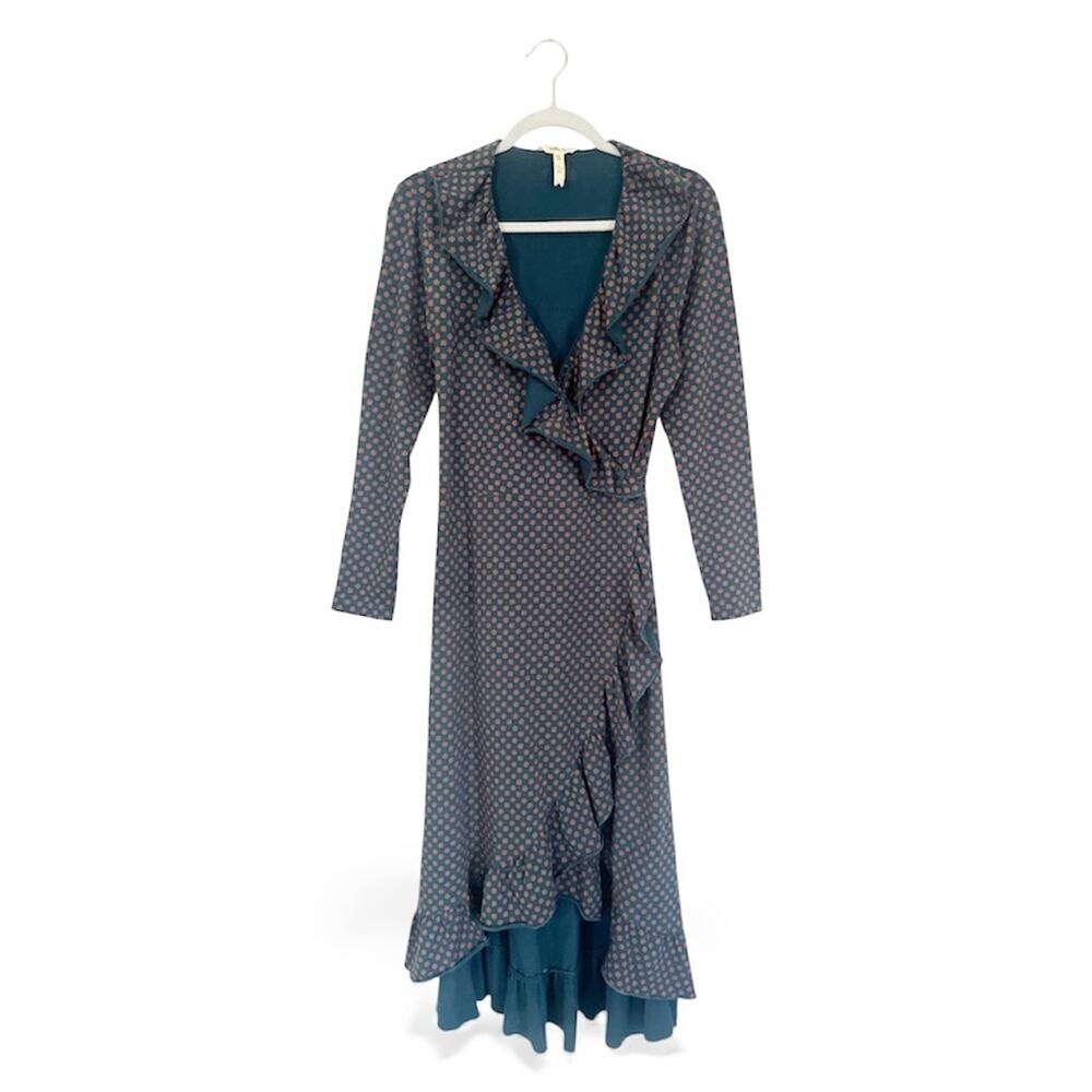 Matilda Jane Reunion Wrap Dress Teal/Orange Size Medium EUC